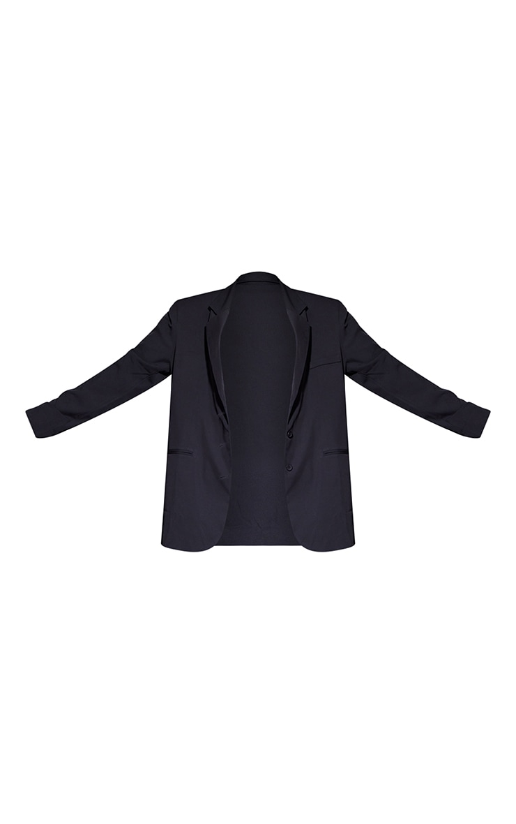 Plus Black Woven Triple Button Shoulder Padded Oversized Blazer image 5