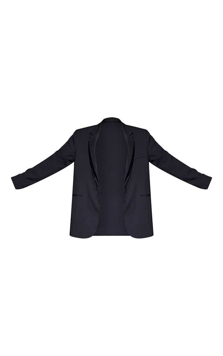 Plus Black Woven Triple Button Shoulder Padded Oversized Blazer image 5