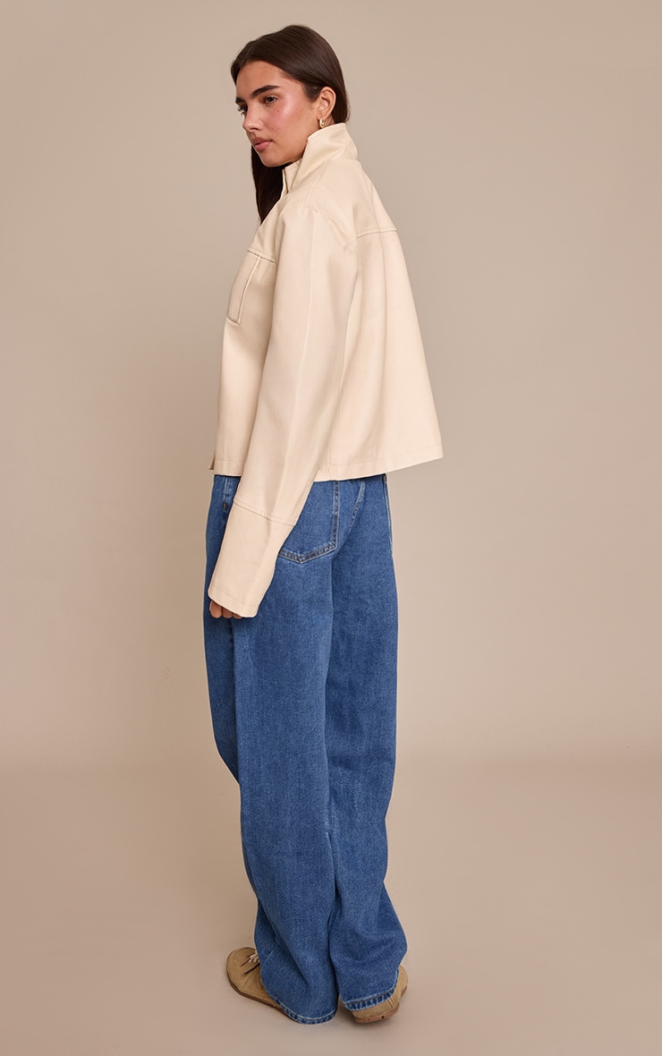 Mid Blue Wash Dipped Back Style Boyfriend Jeans image 3