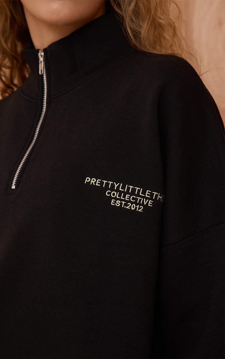 Black Prettylittlething Print Zip Front Hoodie image 4