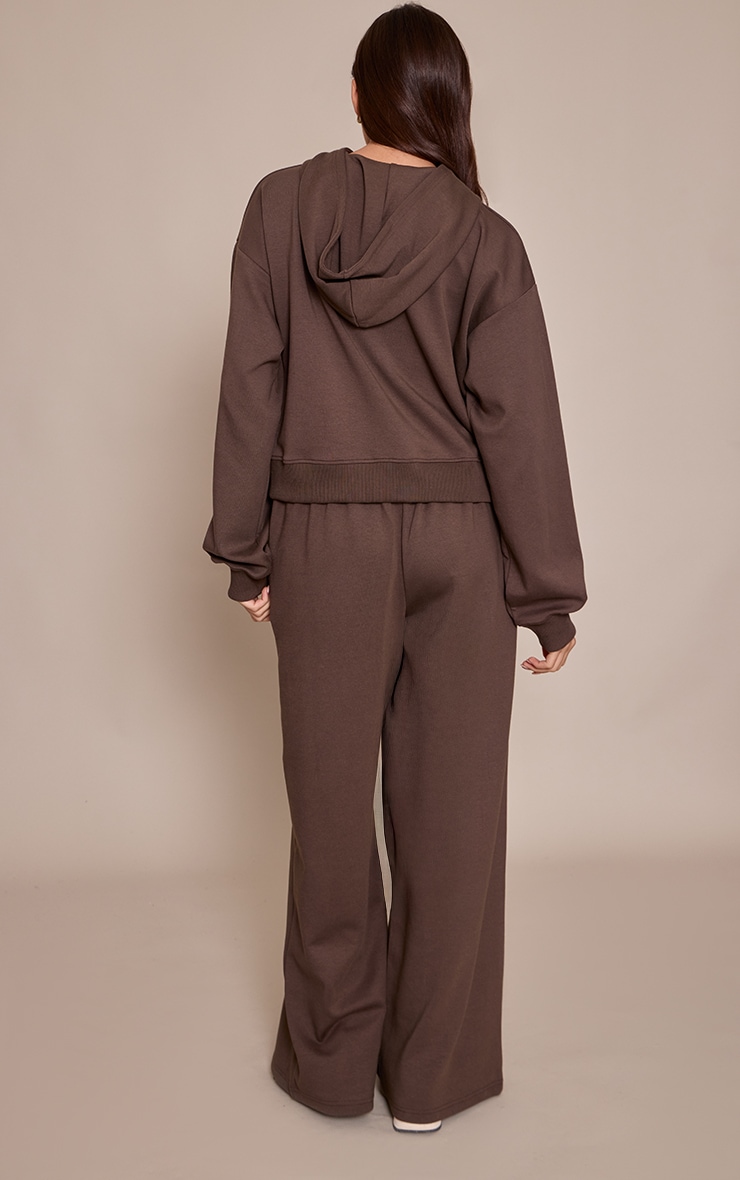 Chocolate Interlock Extreme Wide Leg Joggers image 3