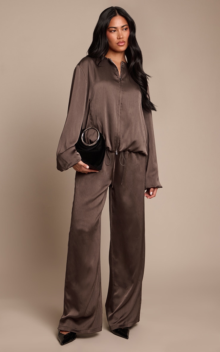 Veste satinée texturée gris charbon à col montant image 3