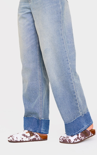 Cow Print Faux Suede Round Toe Buckle Mule Clogs