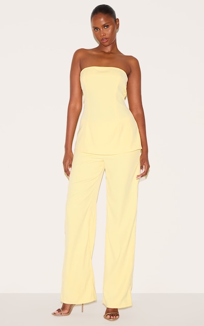 Lemon Woven Tailored Longline Bandeau Flared Jumpsuit