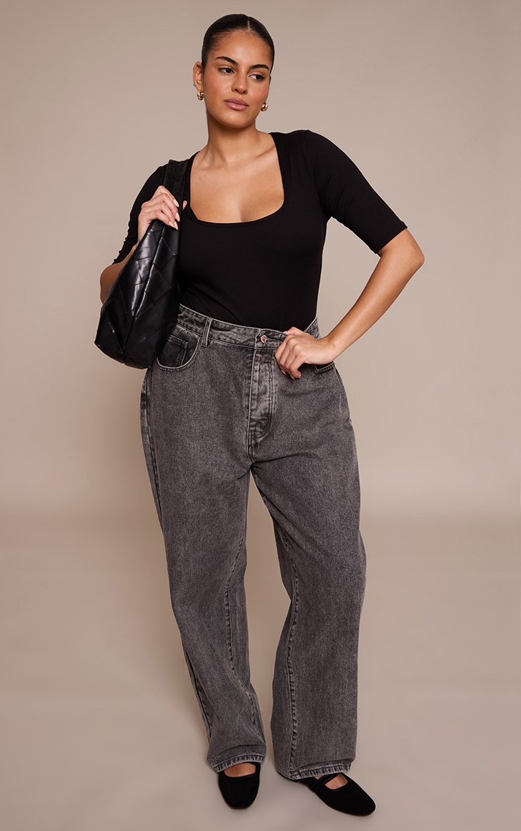 Plus Black Sculpt Scoop Neck  Bodysuit image 3