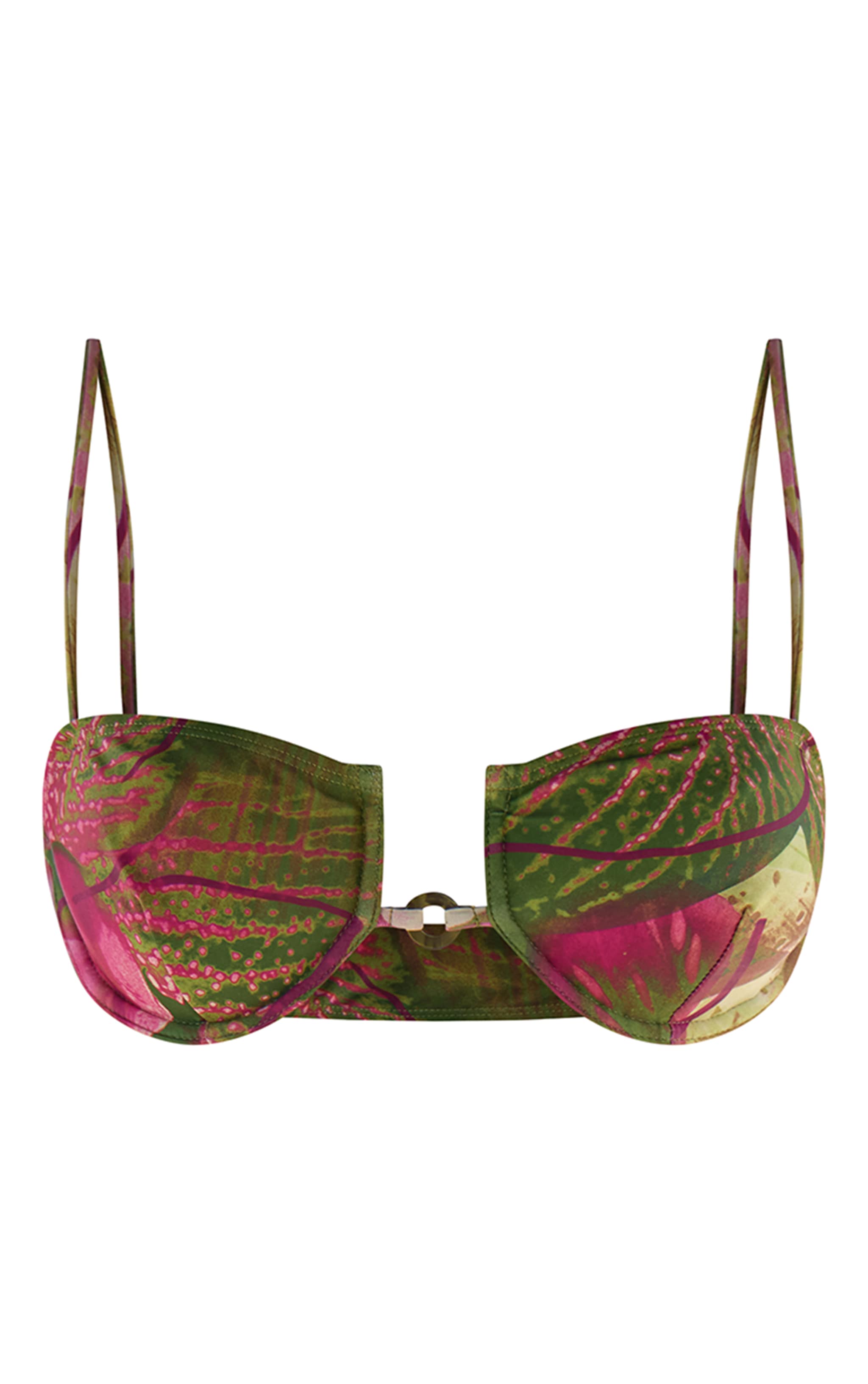 Olive Orchid Print Underwired Bikini Top image 5