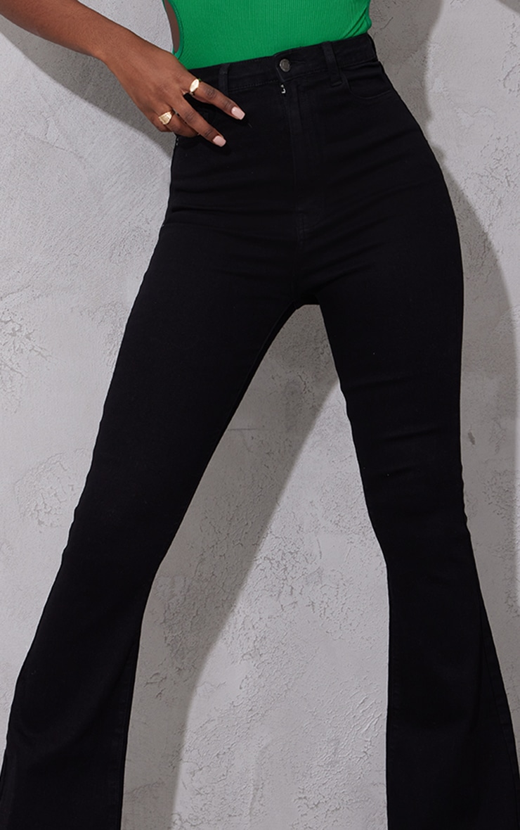 Tall Black 5 Pocket Stretch Flared Jeans image 4