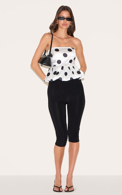 Ivory Satin Polka Dot Puffball Top