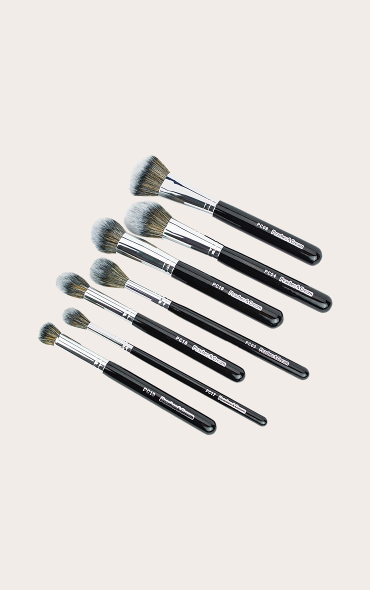 Peaches & Cream 7 Piece Face Makeup Brush Set Black image 2