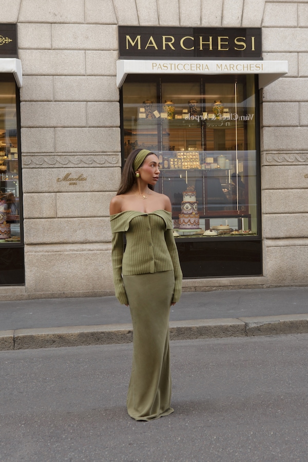 Jupe longue en Tencel vert olive