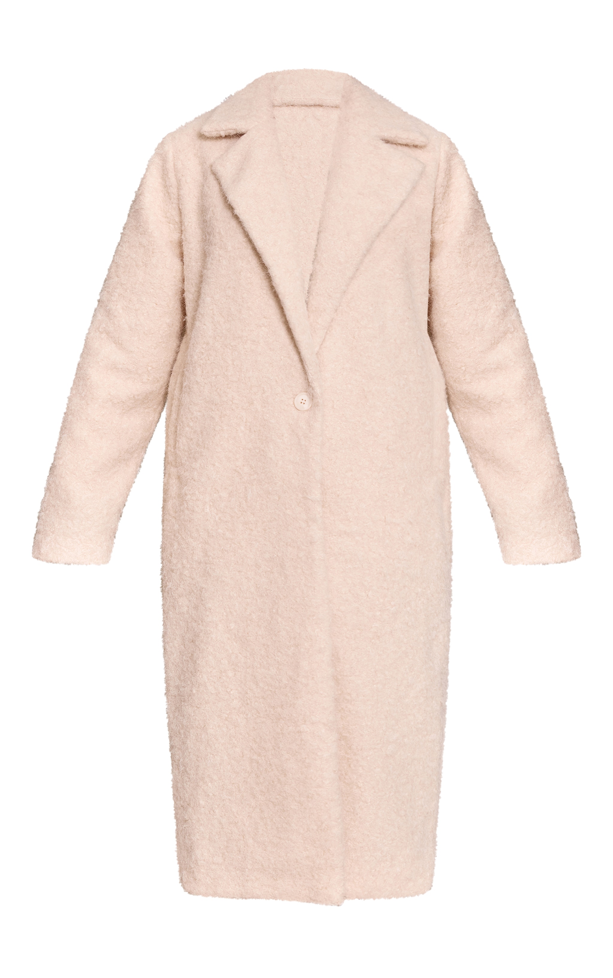 Petite Cream Borg Button Up Maxi Coat image 5
