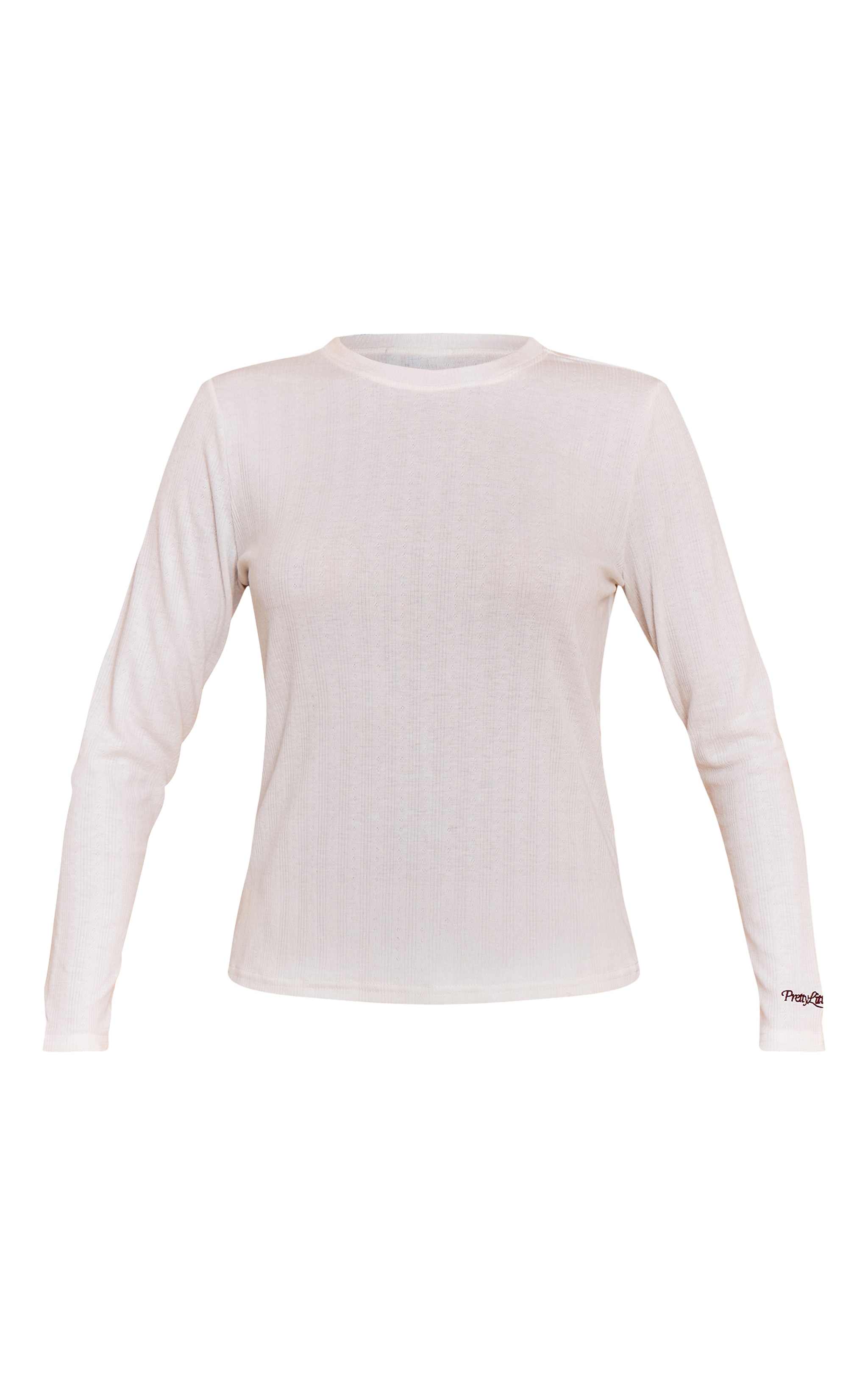 PRETTYLITTLETHING Petite Ensemble de pyjama en pointelle blanche à logo brodé image 5