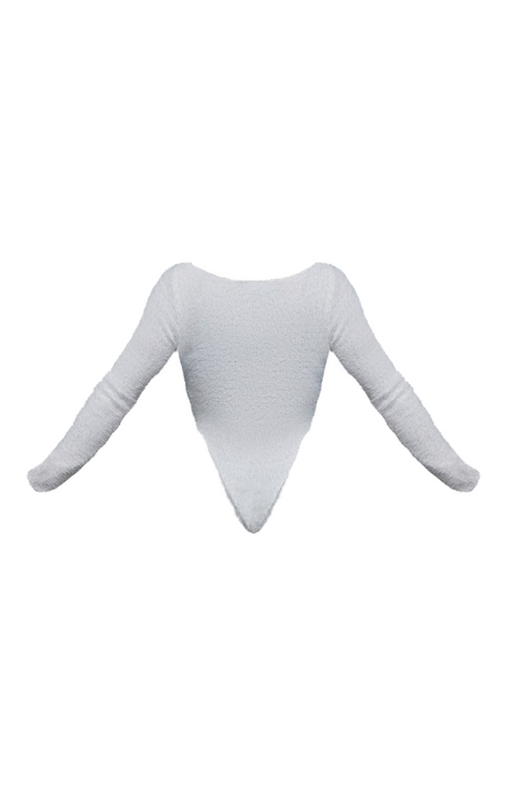PRETTYLITTLETHING White Eyelash Knit Scoop Neck Bodysuit image 6