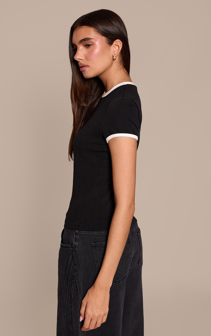 Black Contrast Soft Stretch Short Sleeve Tshirt image 2