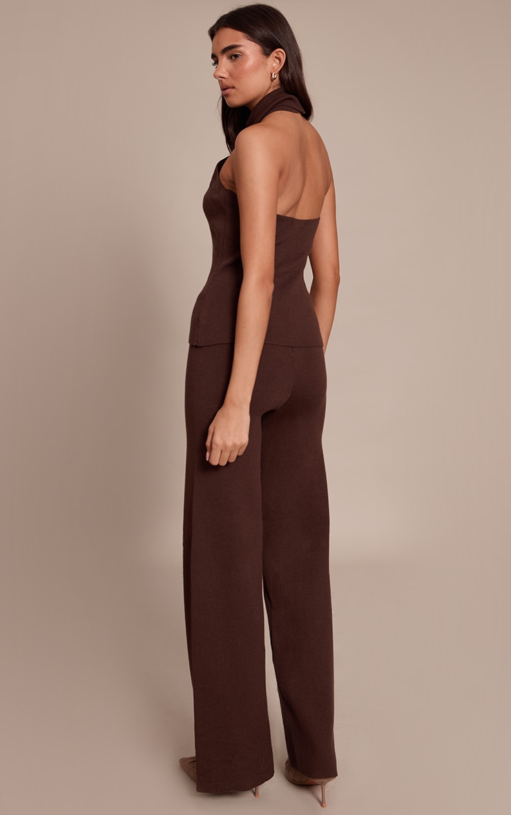 Chocolate Compact Knit Trousers image 3