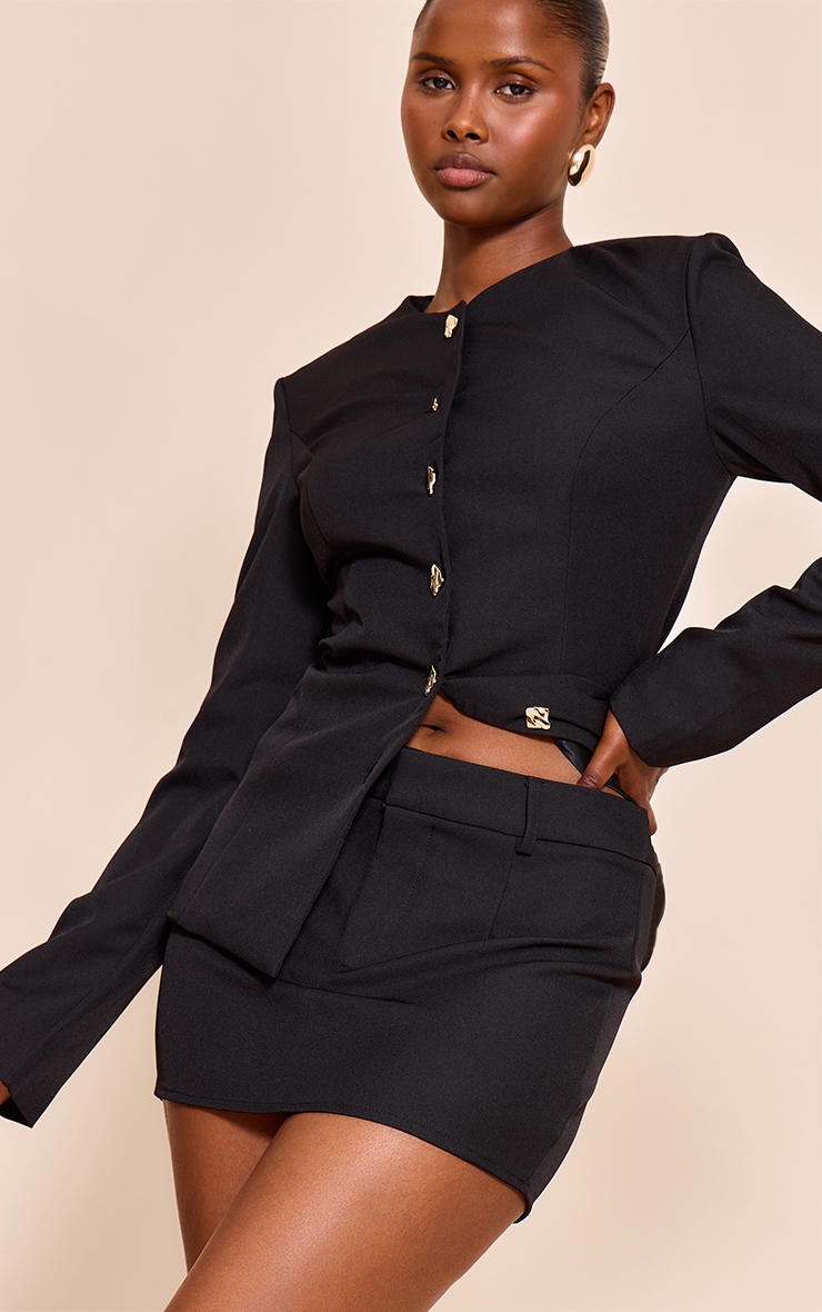 Black Tailored Trim Detail Mini Skirt image 1