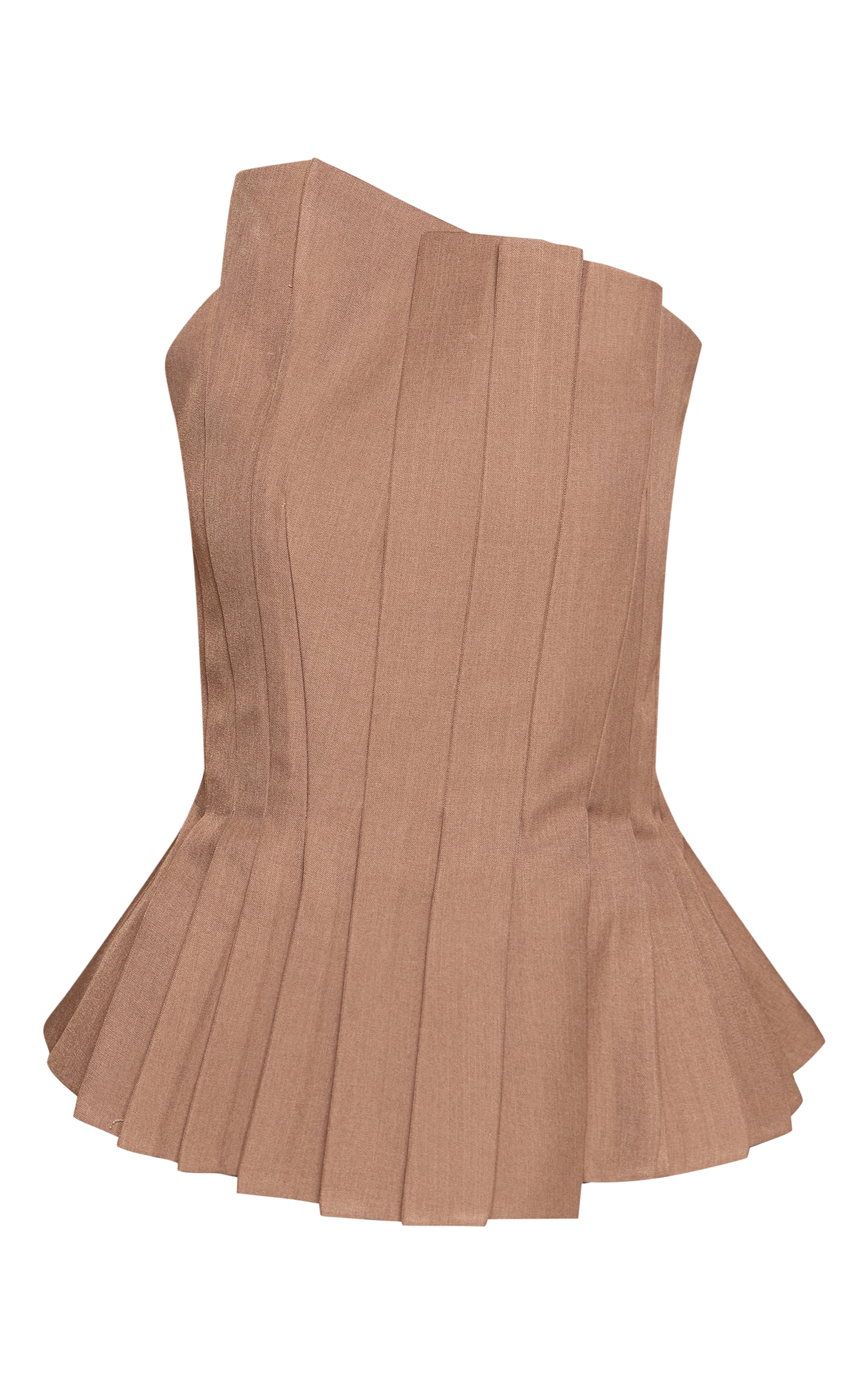 Petite Taupe Pleated Asymmetric Bandeau Top image 5