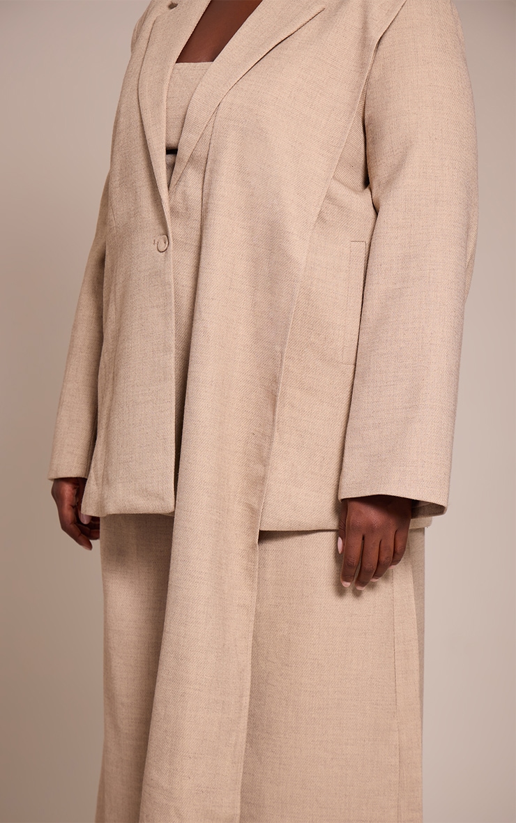 Plus Stone Woven Drape Scarf Detail Oversized Blazer image 4