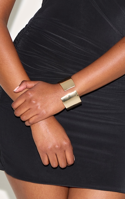 Gold Chunky Oversized Clasp Bangle