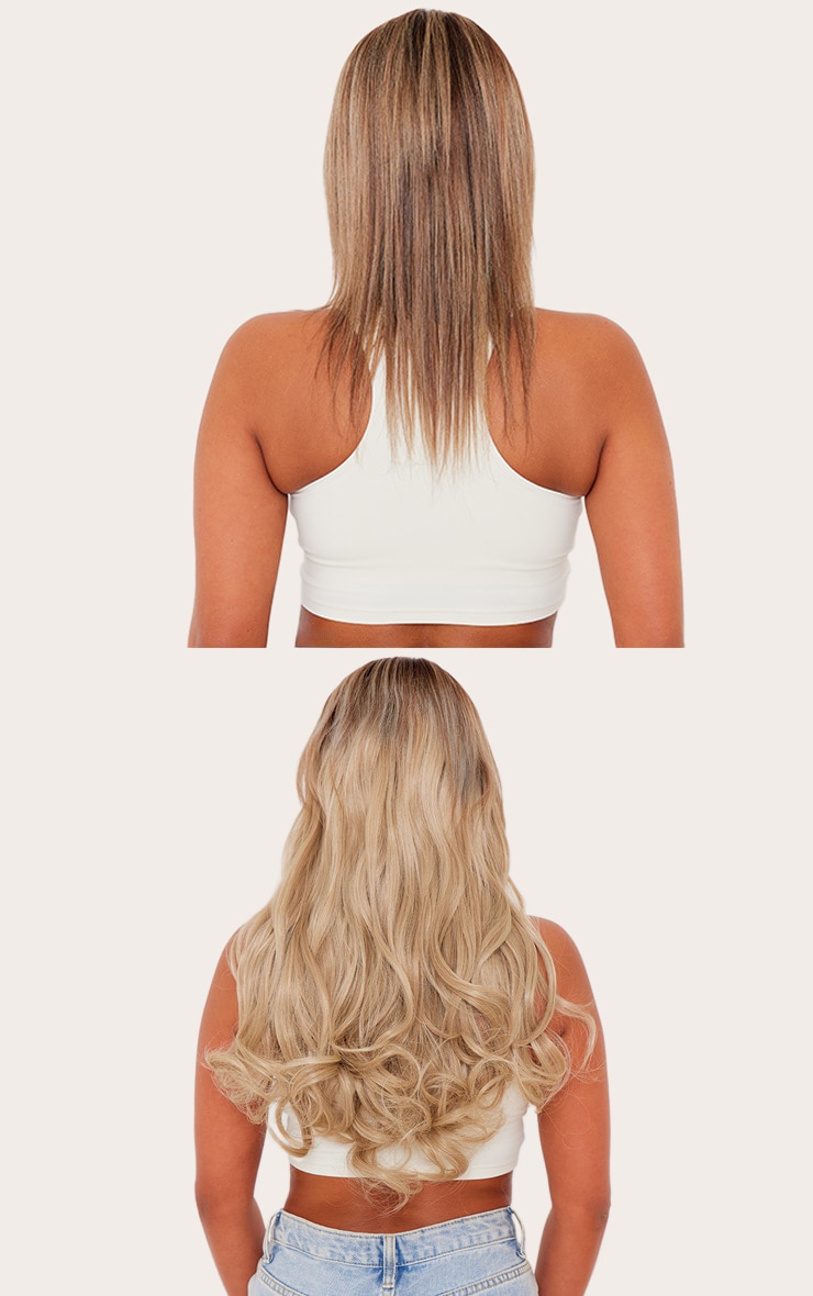 Lullabellz 22" 5 Piece Super Thick Rooted Wavy Blow Dry Clip In Hair Extensions California Blonde image 4