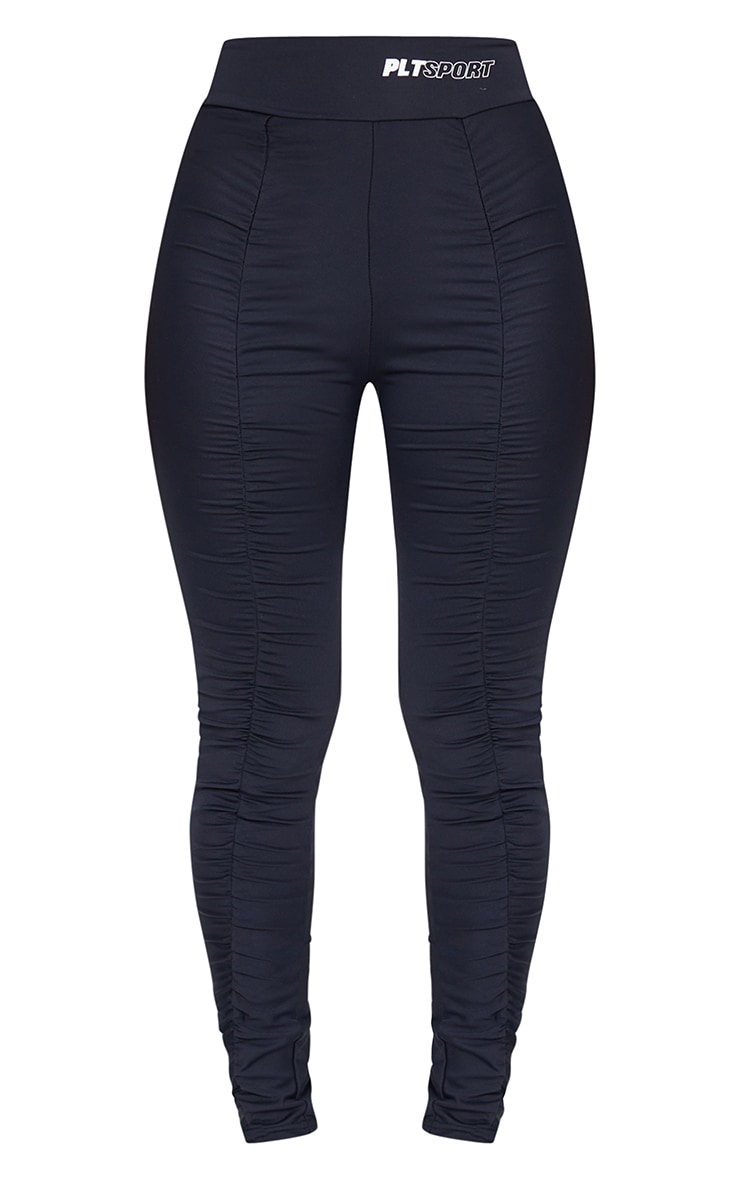 Black Ruched High Waist Gym Leggings Active PrettyLittleThing