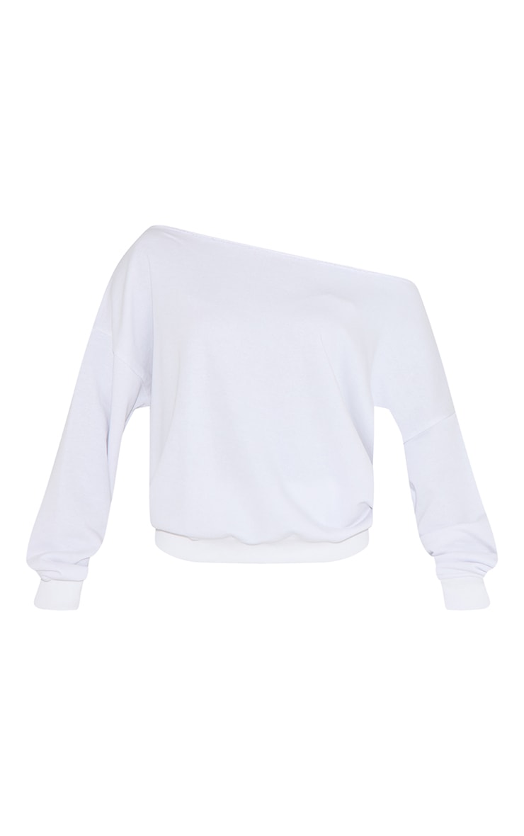 White Oversized Off Shoulder Sweatshirt | Sweat