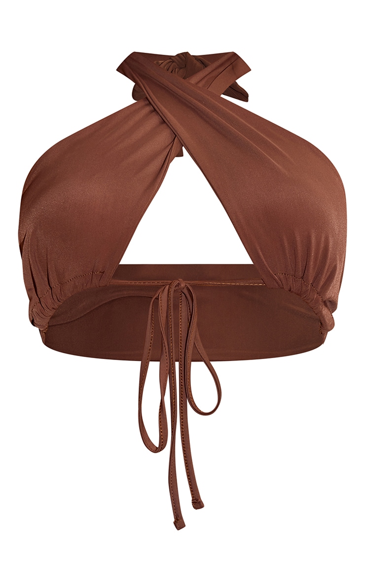 Chocolate Plunge Tie Front Bikini Top image 1