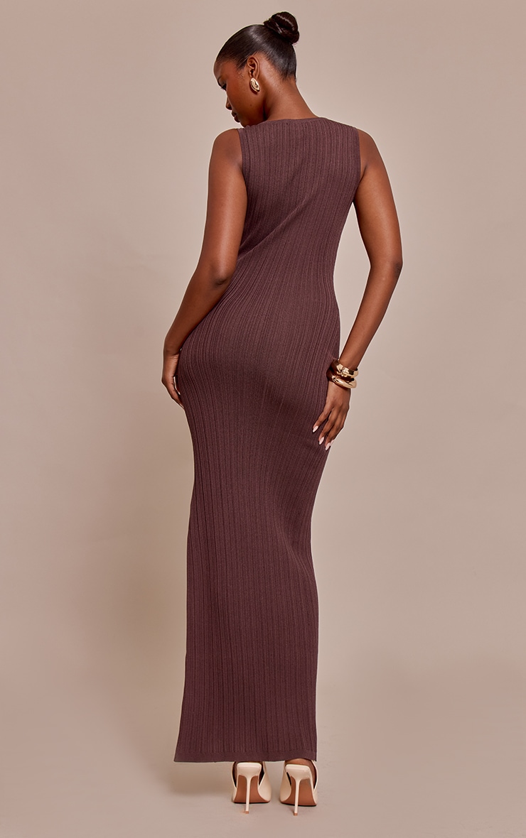 Chocolate Fine Knit Sleeveless Maxi Dress image 2