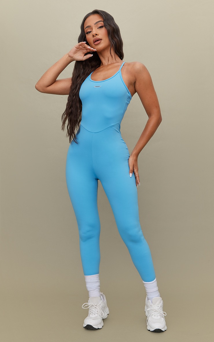 Petite Bright Blue Plt Sport Sleeveless Jumpsuit PrettyLittleThing IL