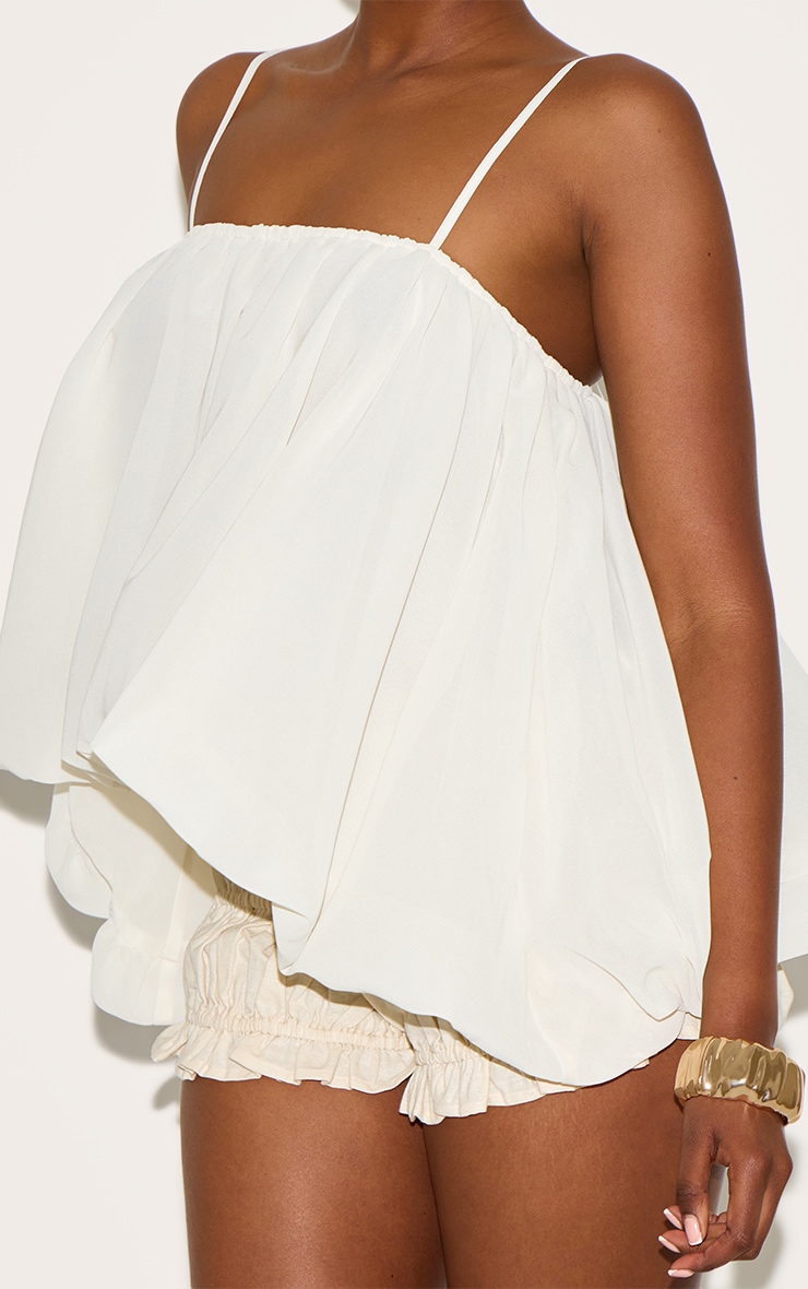 Cream Puffball Chiffon Spaghetti Strap Cami image 4