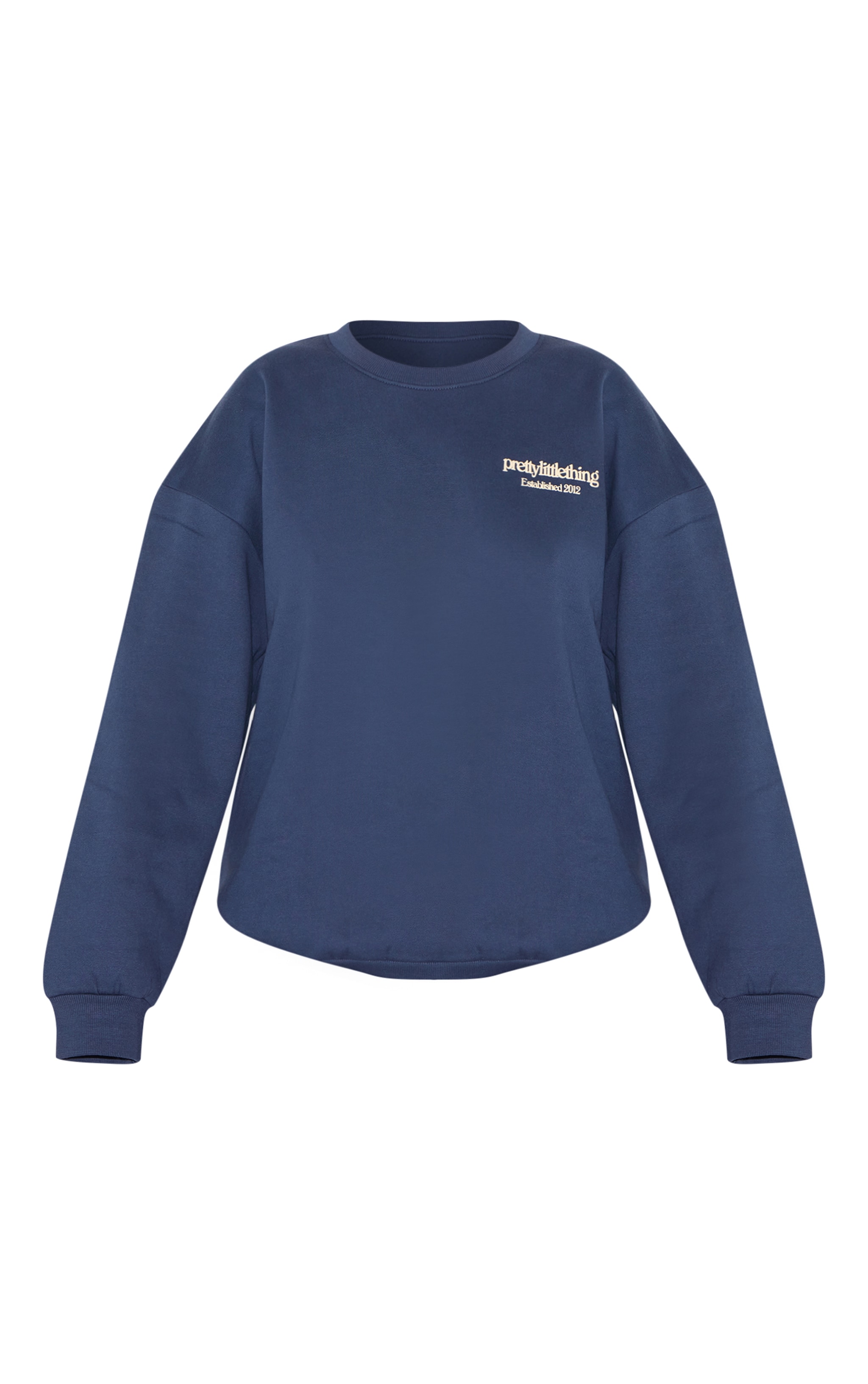 PRETTYLITTLETHING Plus Navy Printed Premium Oversized Sweatshirt image 5