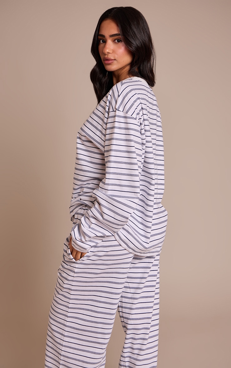 Petite Navy Striped Long Sleeved Top image 2