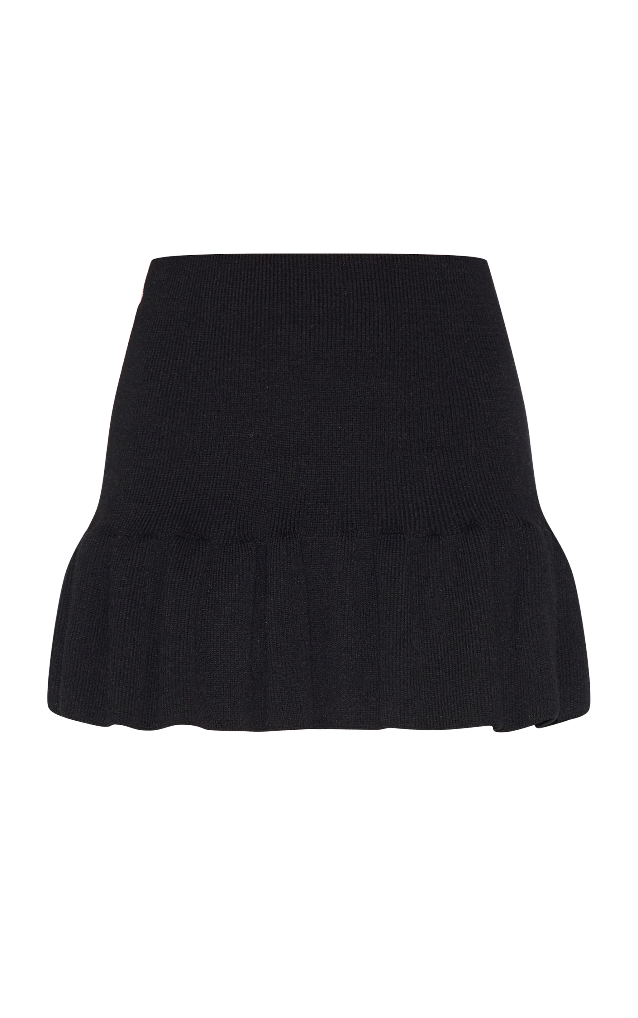 Petite Black Knitted Pleated Mini Skirt image 3
