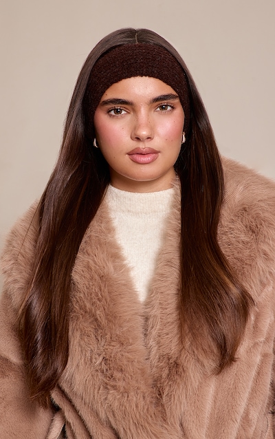 Bandeau en maille tricot brossée chocolat