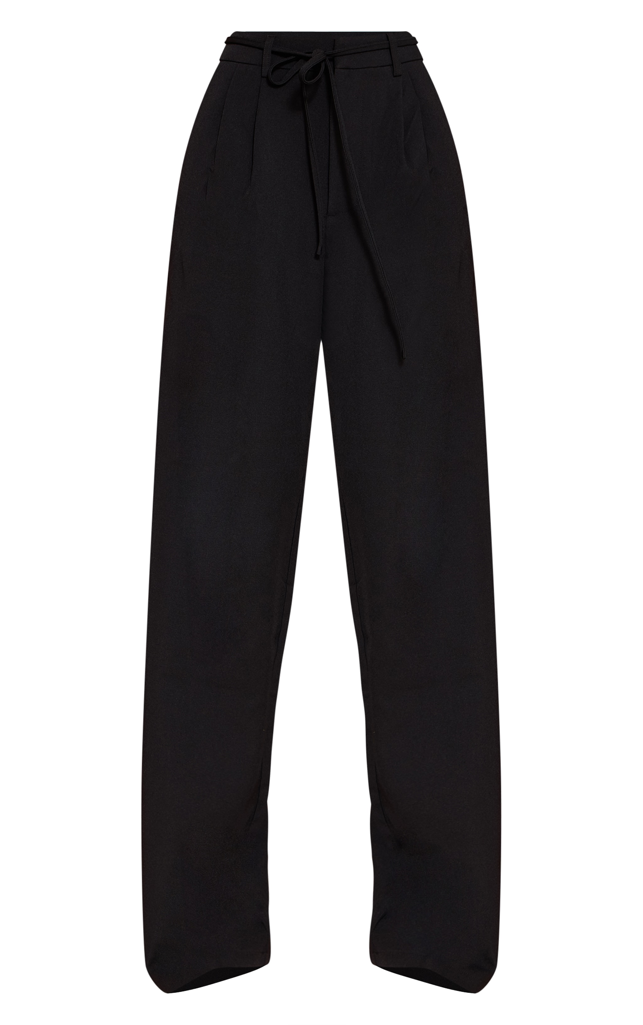 Black Tailored Tie Detail Woven Wide Leg Pants image 5