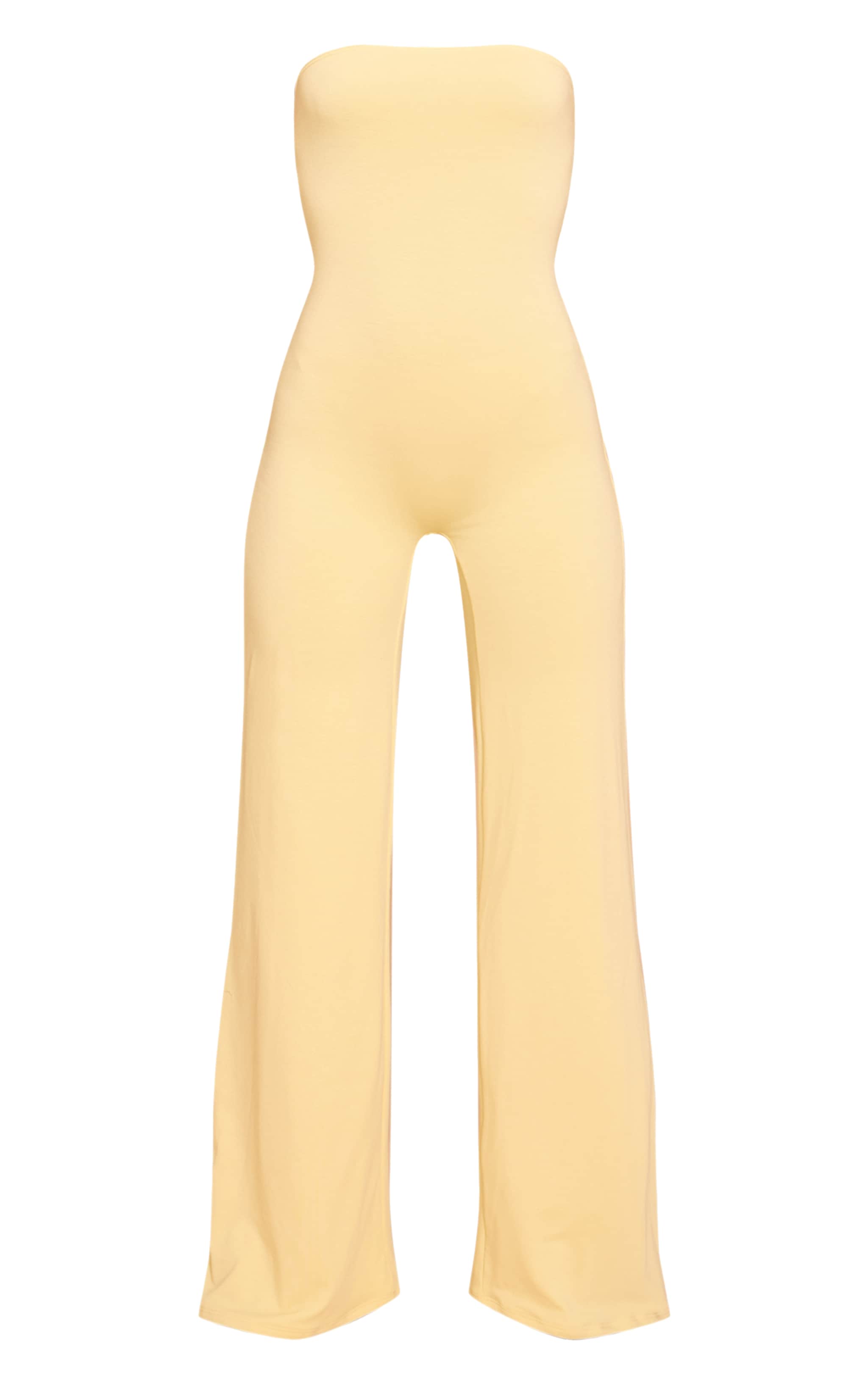 Combinaison large bustier en jersey doublé jaune citron à contours image 5