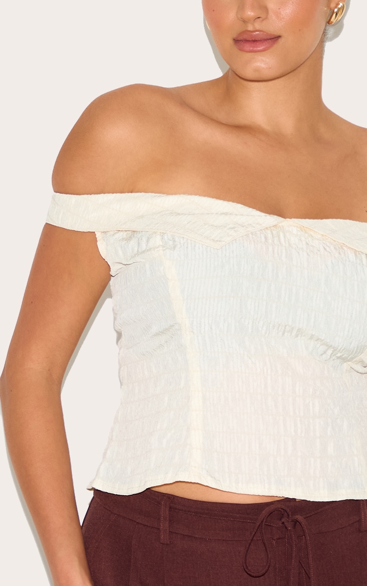 Plus Almond Peach Skin Striped Bardot Long Top image 4