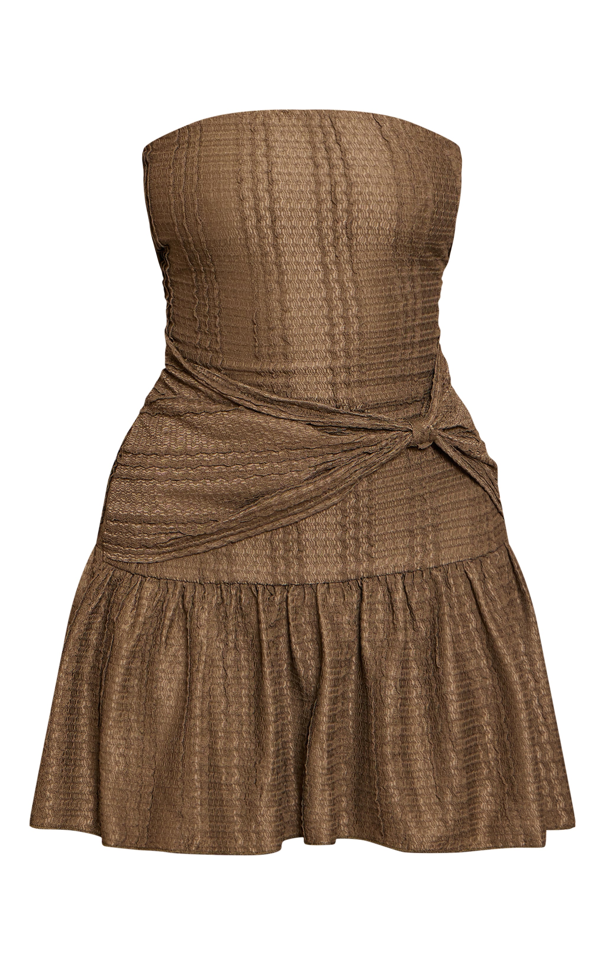 Khaki Bandeau Twist Mini Shift Dress image 5