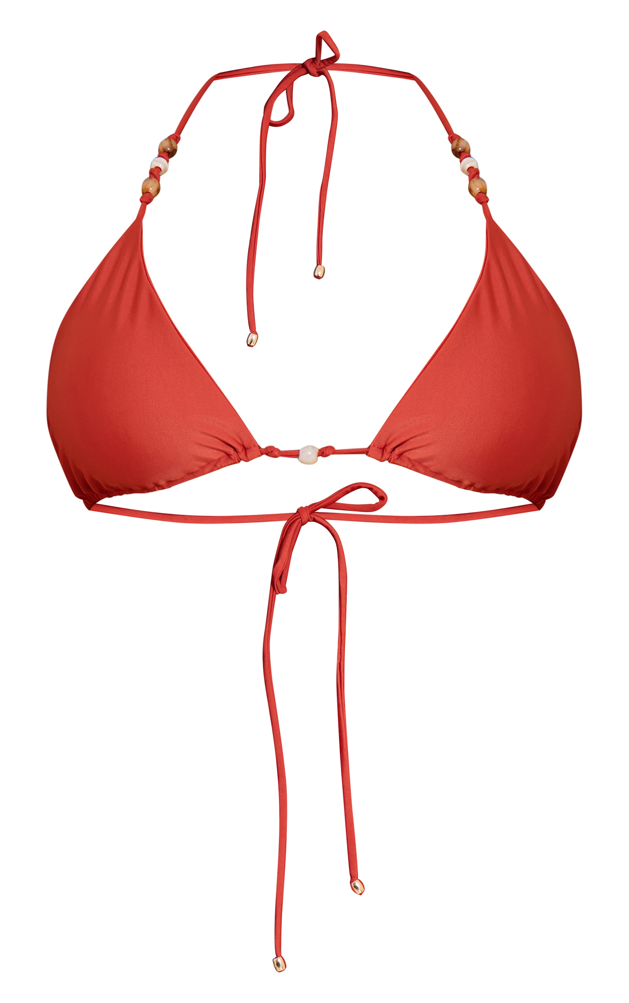 Plus Rust Print Bead Trim Triangle Bikini Top image 5