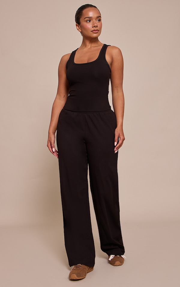 Shape Pantalon large noir taille haute