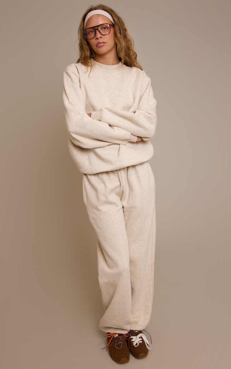 Sweat pullover en coton polaire avoine chiné image 3