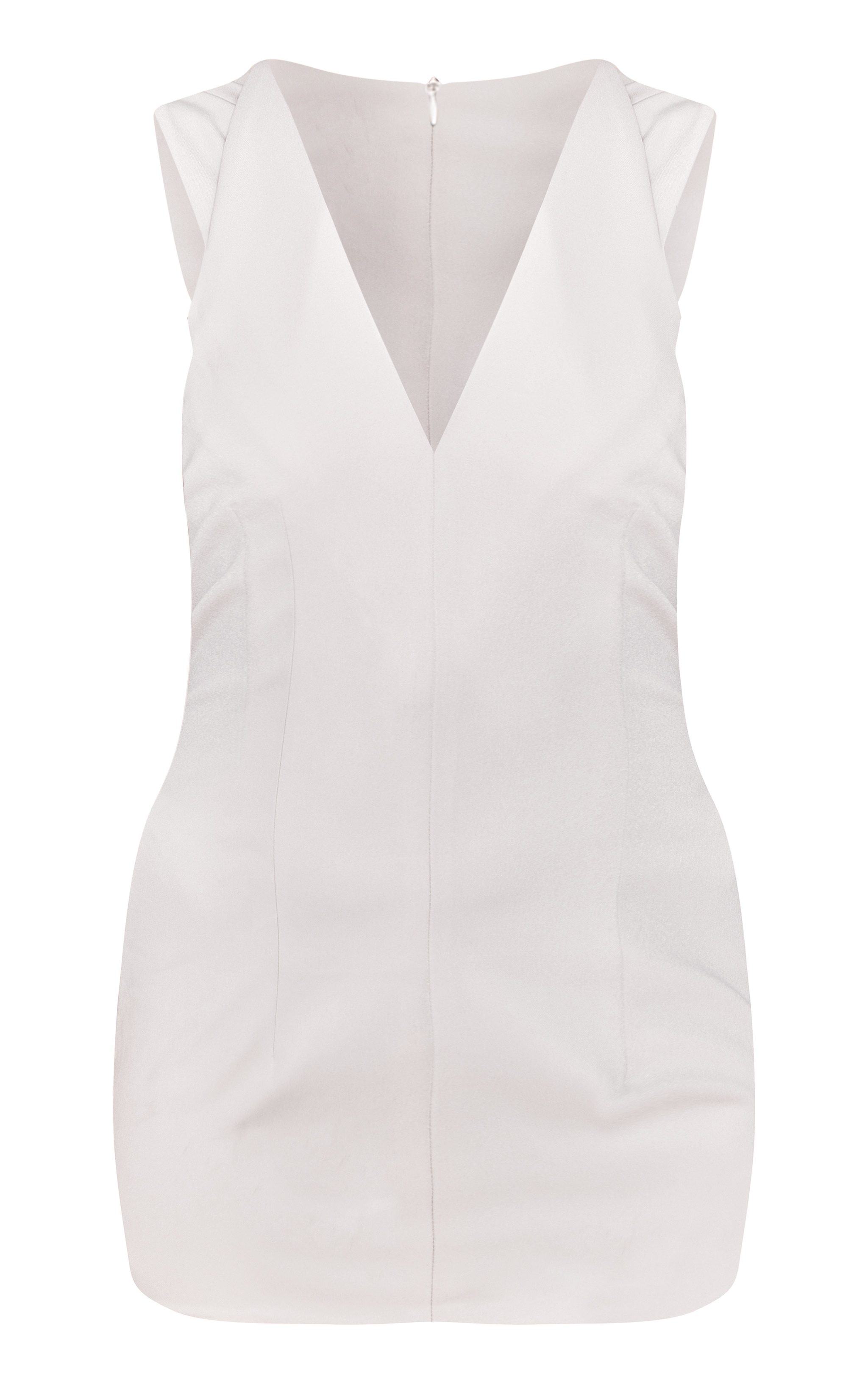 Almond Woven Collarless Mini Dress image 5