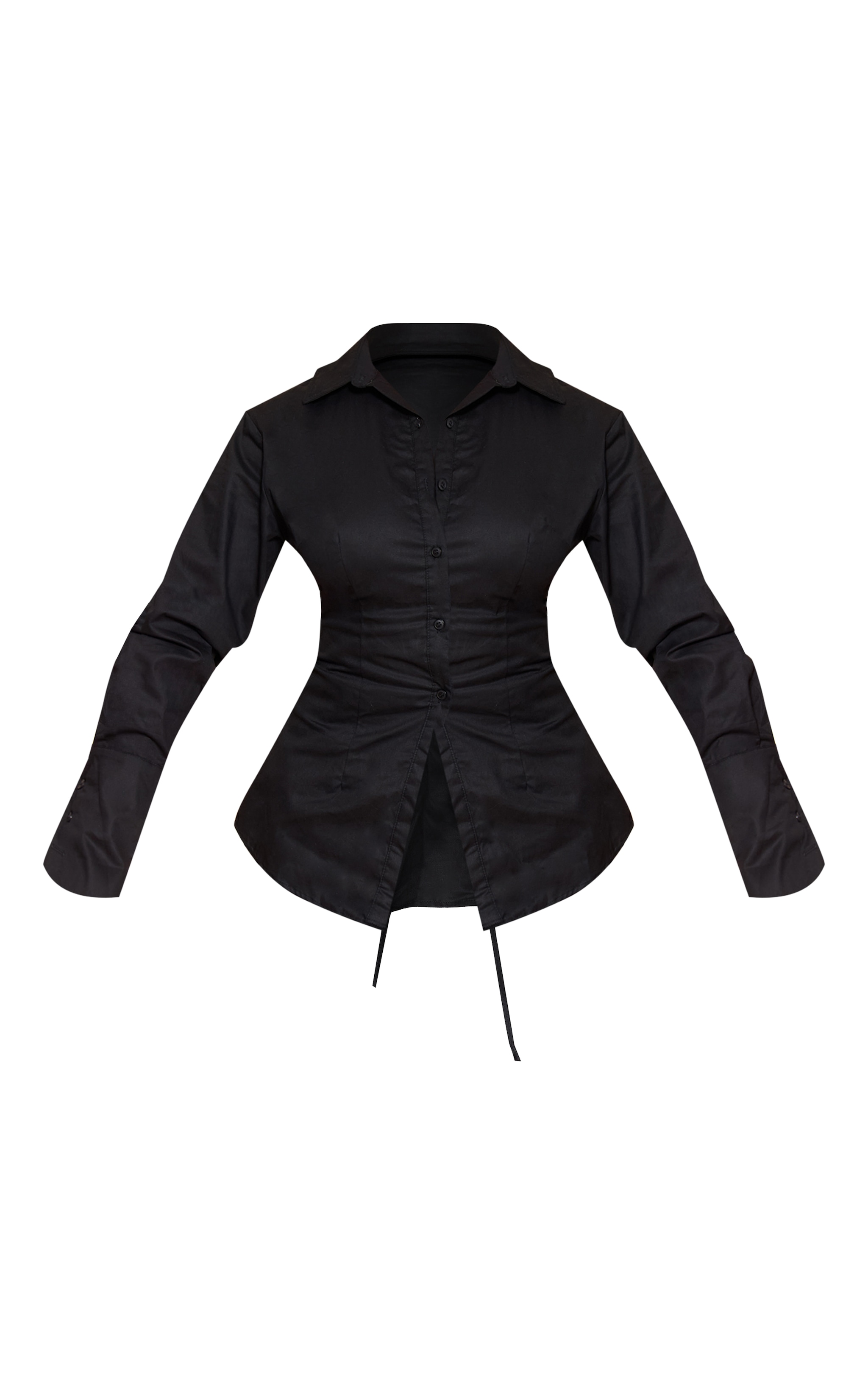 Shape black Lace Up Cinched Back Button Front Shirt image 5