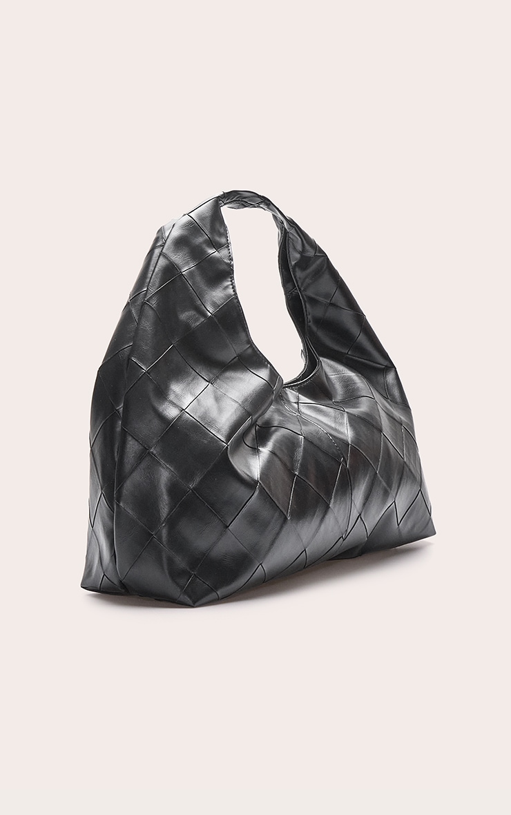 Black Oversized Weave Large Tote Bag image 3