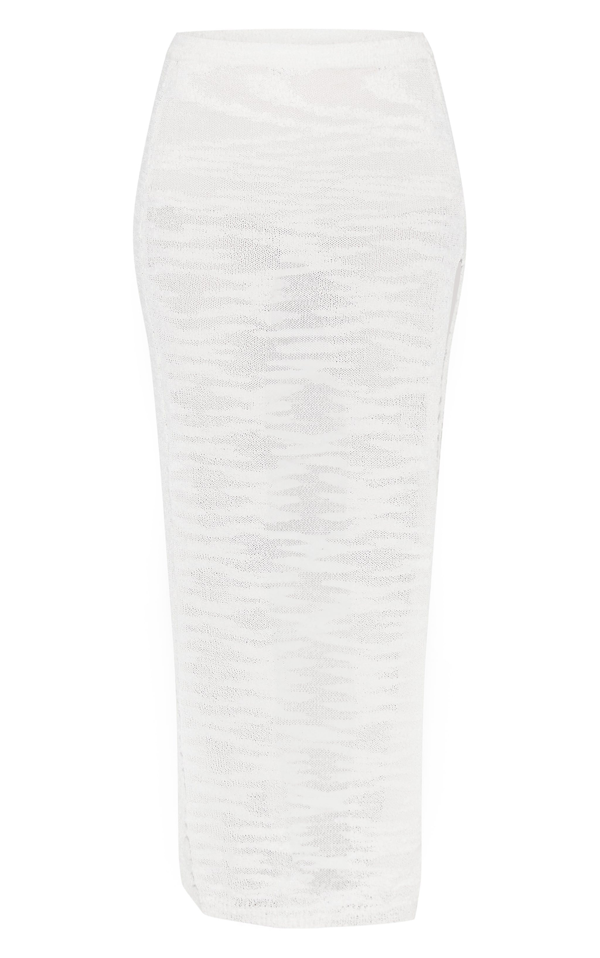 Ecru Sheer Bobble Crochet Side Split Maxi Skirt image 5