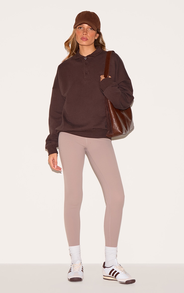 Chocolate Premium Sweat Oversized Polo image 3