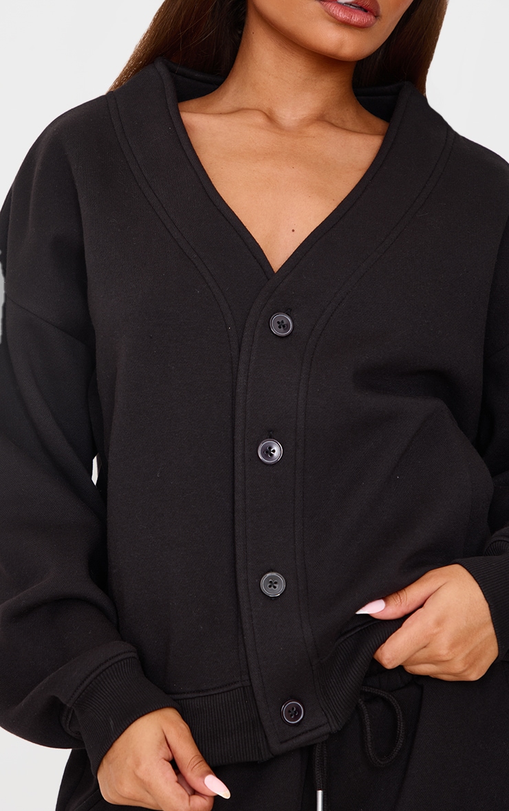 Petite Black Button Up Side Pocket Sweatshirt image 4