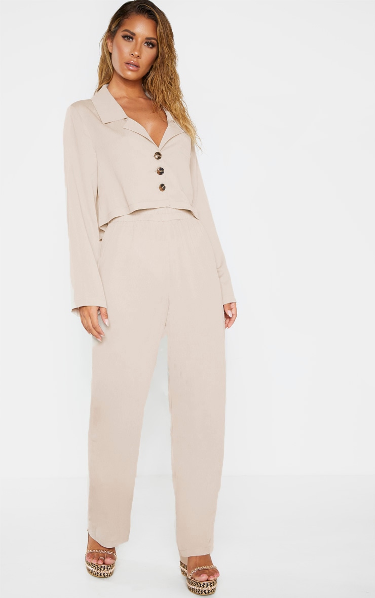 Pantalon de plage oversize à jambes évasées en maille gris pierre