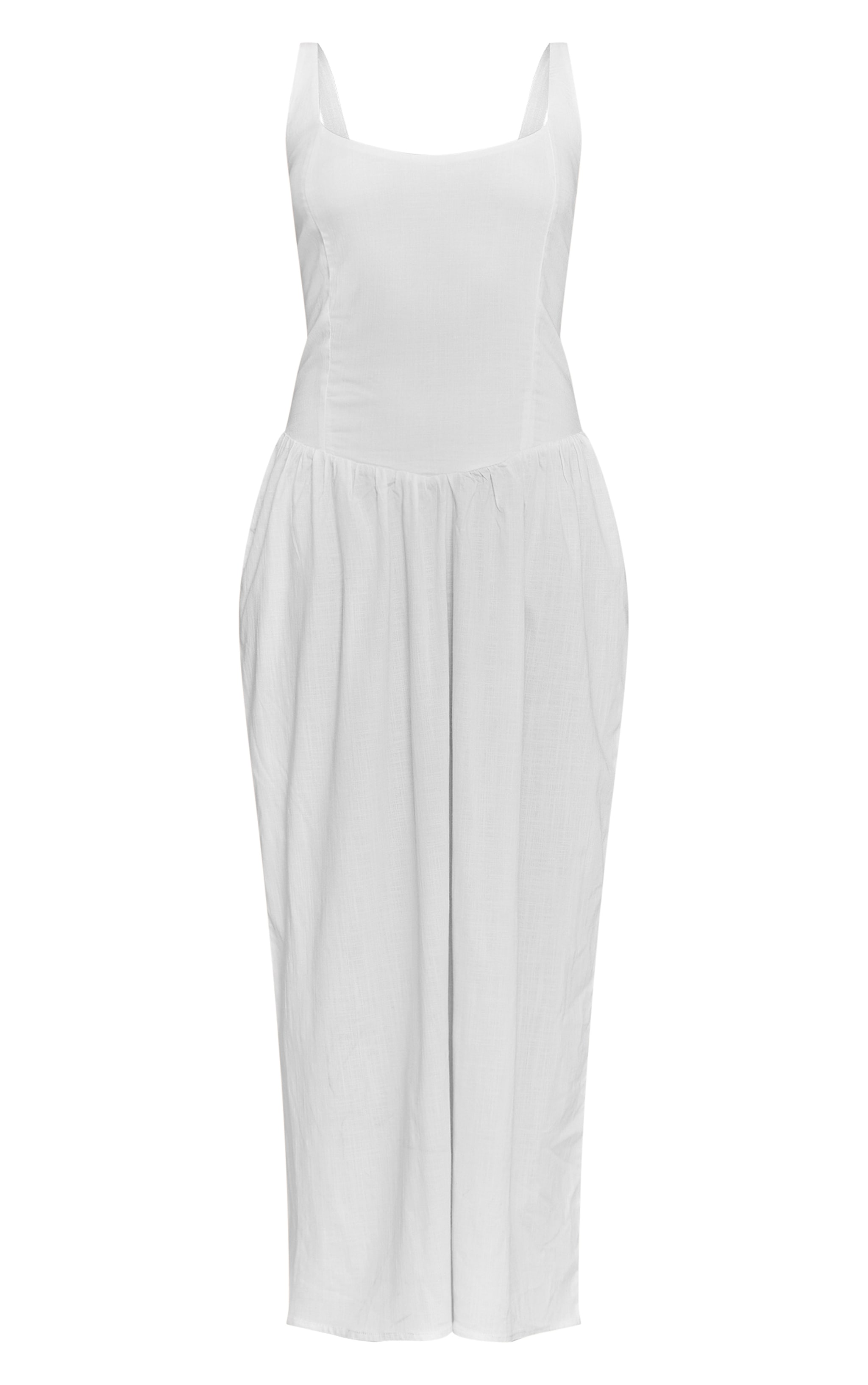 Petite Cream Strappy Gathered Waist Maxi Dress image 5