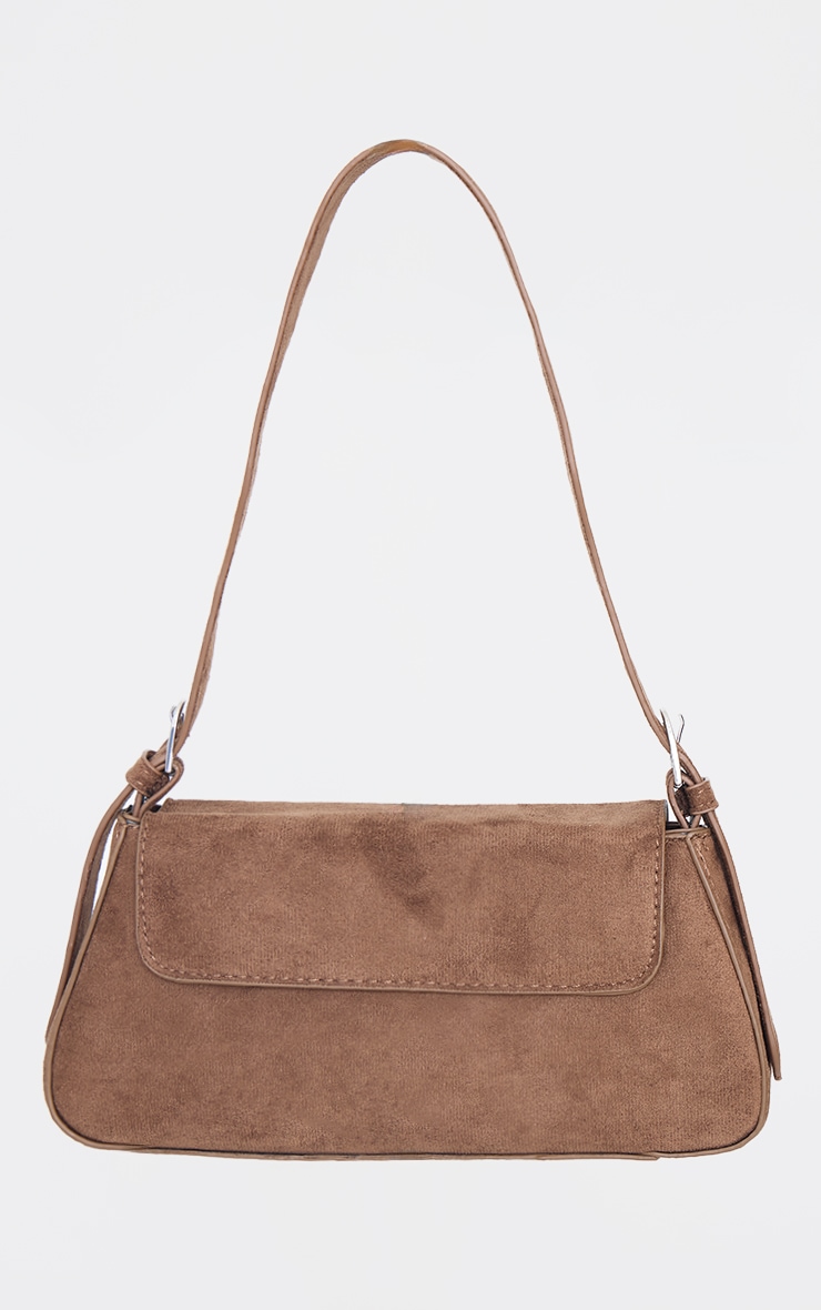 Chocolate Faux Suede Trapeze Shoulder Bag image 2